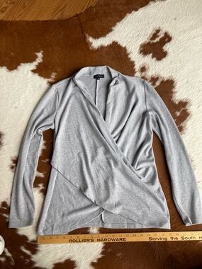 STATE Heather Gray Draped Wrap Top